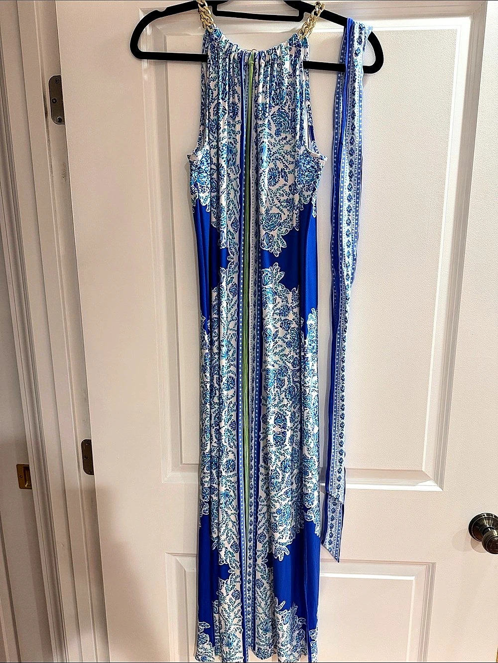 Lilly Pulitzer Blue White Floral Maxi Dress Size Medium Like New